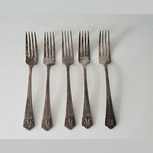 Lady Esther Antique Silverplated 5 Dinner Forks